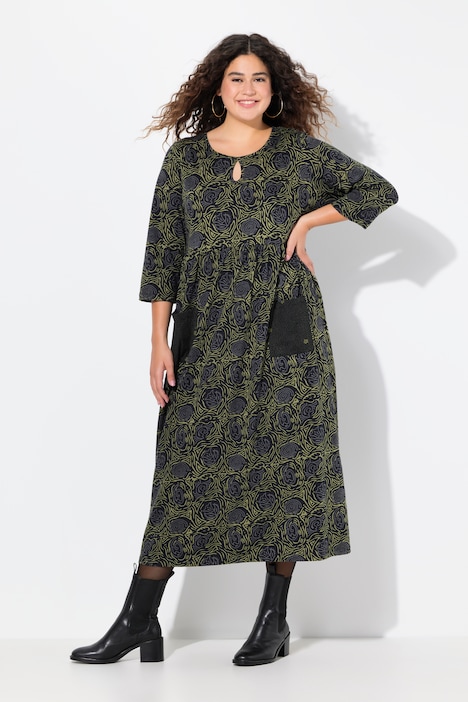 Jerseykleid, A-Linie, Blumendruck