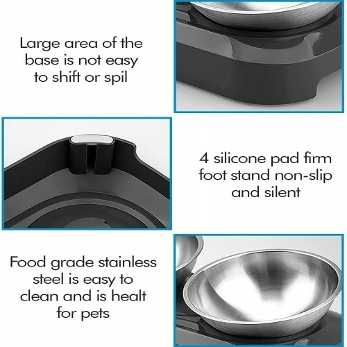 Alimentador duplo elevado para animais de estimação Edipets em aço inoxidável