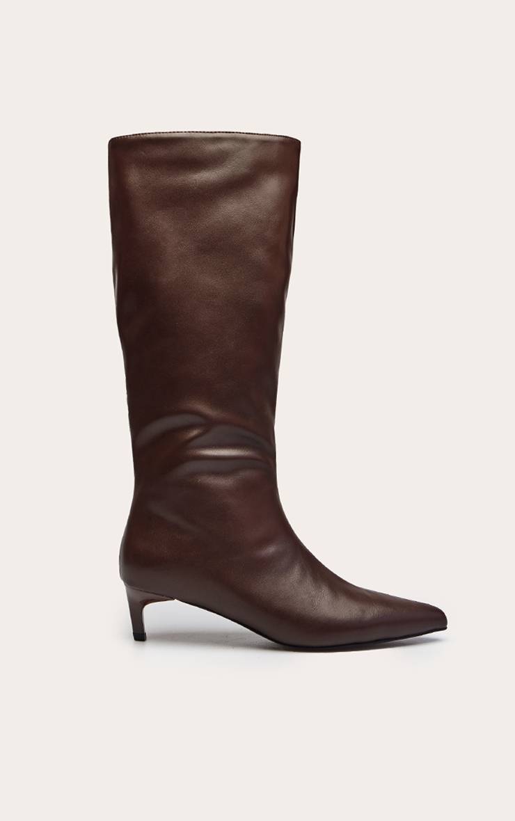 Chocolat Bottes Montantes À Bout Pointu Et Petit Talon En Synthétiquecuir
