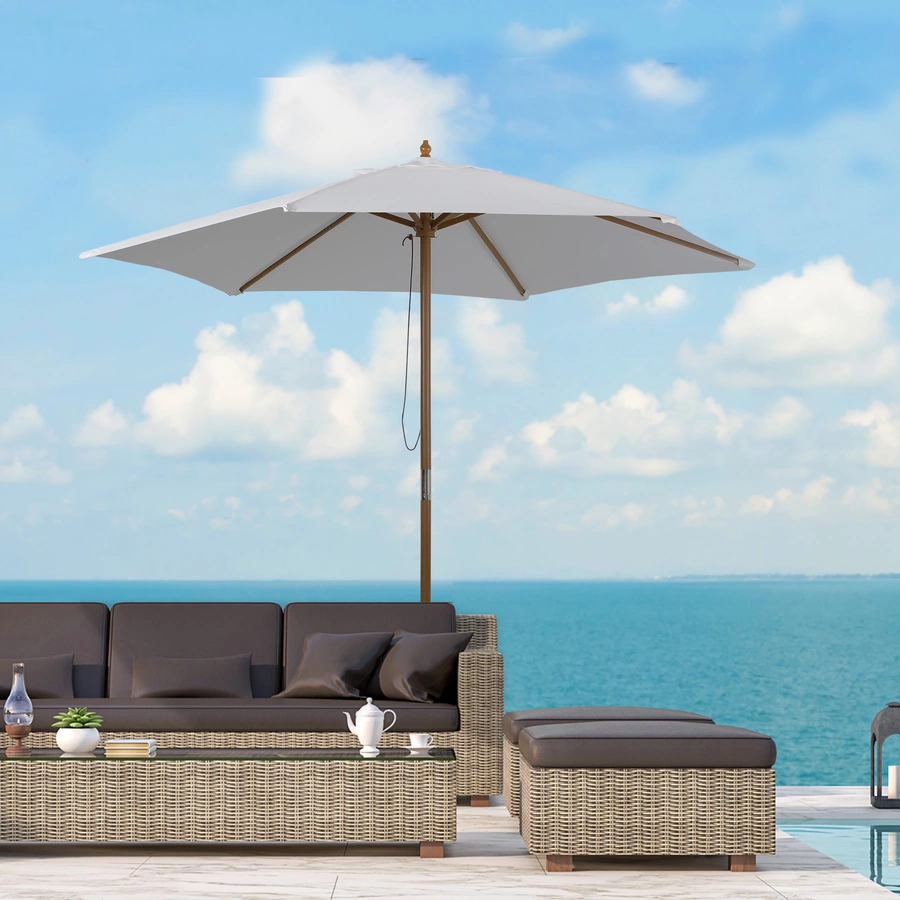 Outsunny Sonnenschirm 3-stufig verstellbar cremeweiß