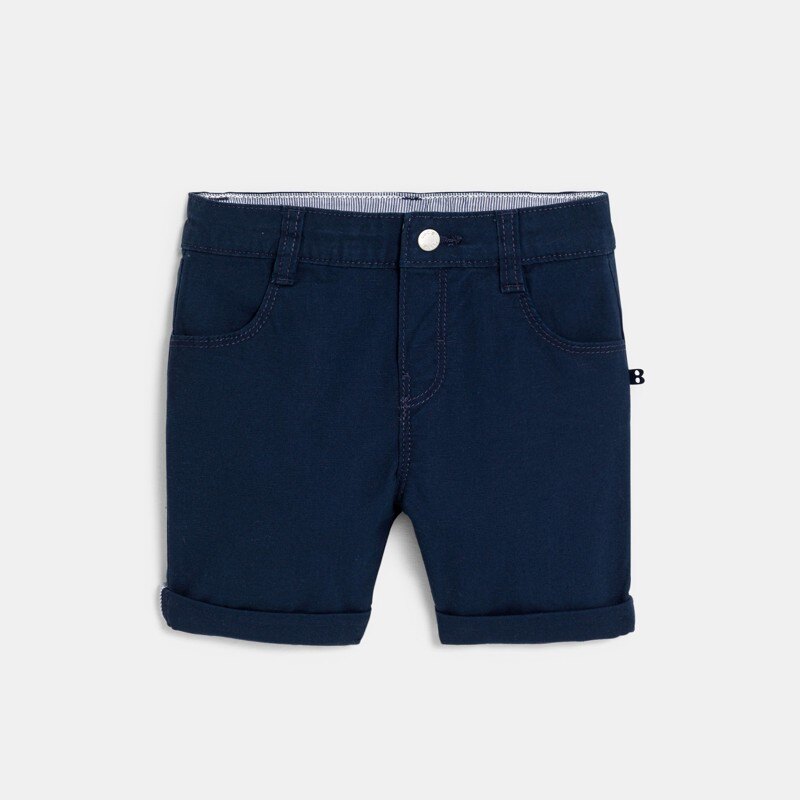 Bermuda droit coton fantaisie bleu marine bébé garçon Bleu