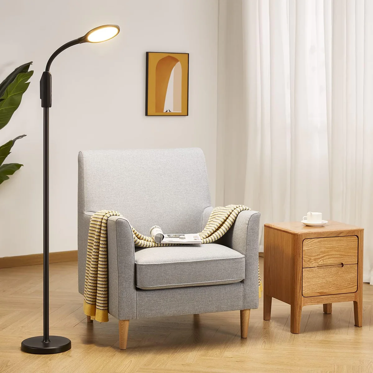 Lampadaire Sur Pied LED 10W, Contrôle Tactile noir Vendos85