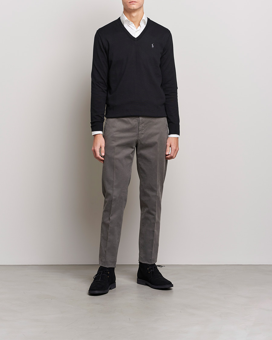 Polo Ralph Lauren Pima Cotton V-neck Pullover Polo Black