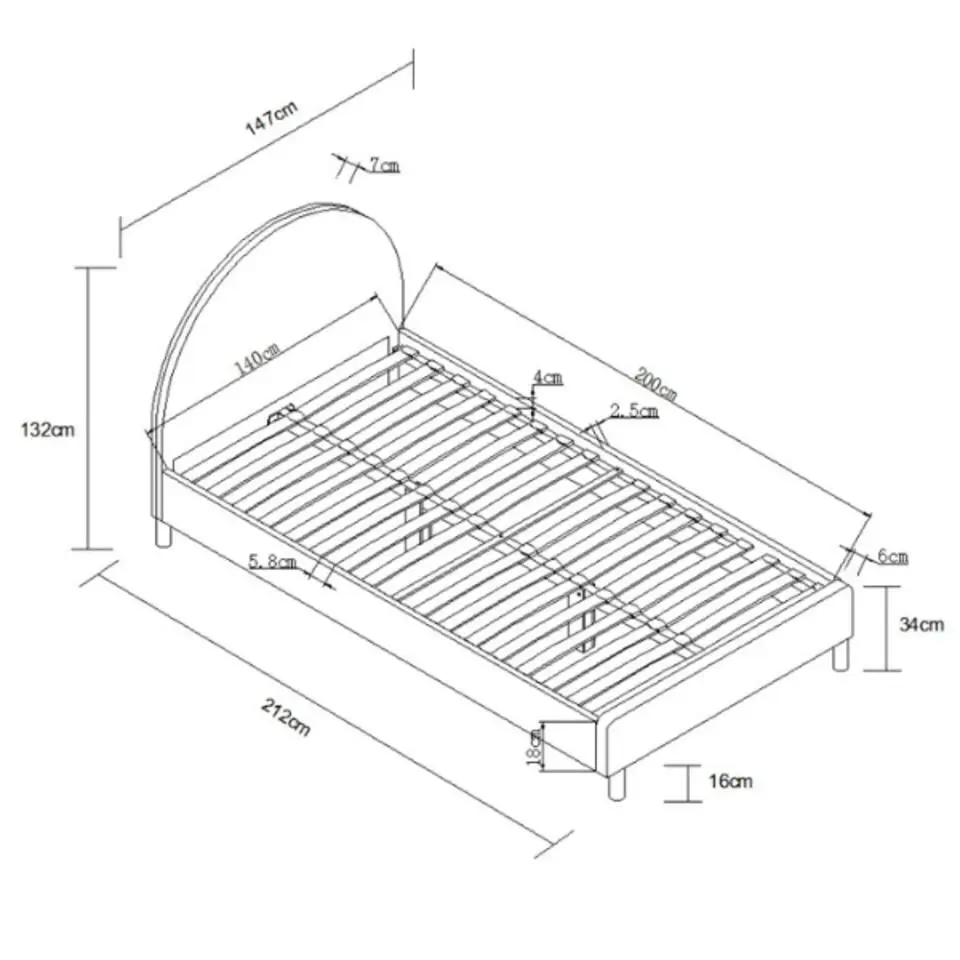 Vipack bed Moon - grijs - 140x200 cm