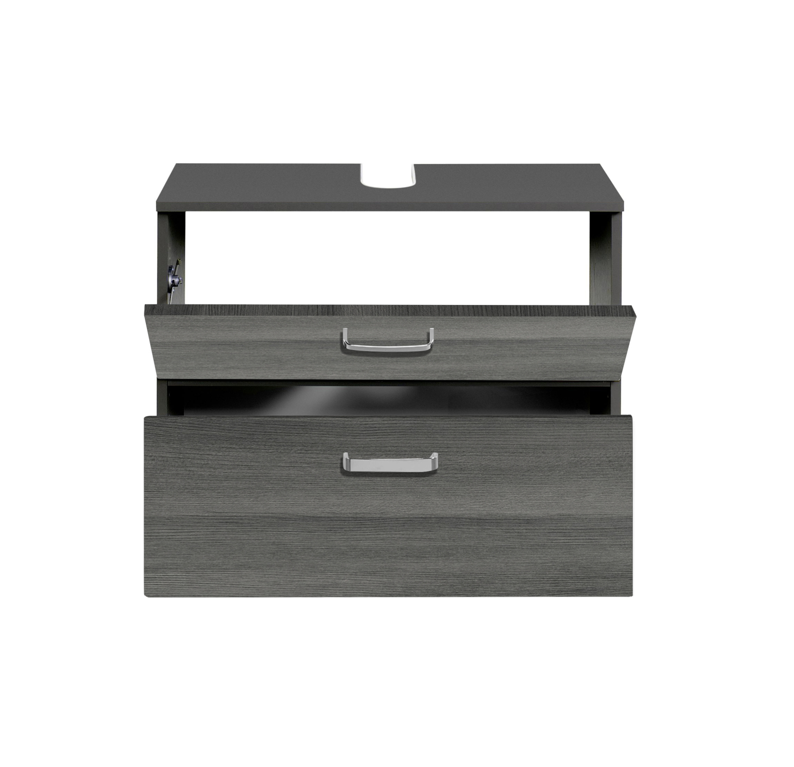 Waschbeckenunterschrank BOLOGNA - grafitgrau-Eiche rauchsilber - 70 cm