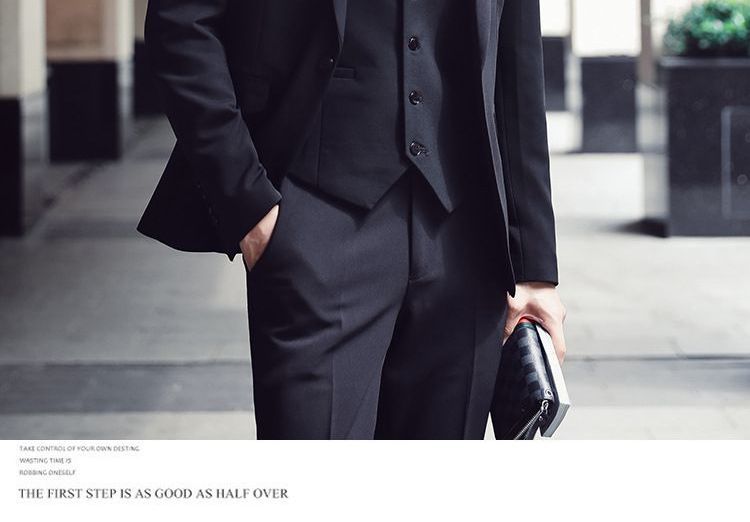 Deepwood - Set: Effen blazer + pantalon + vest