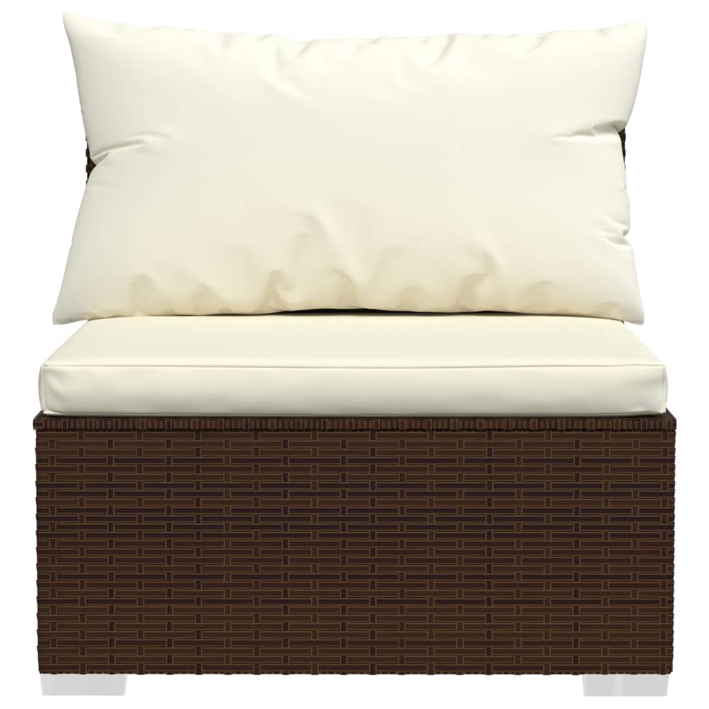 Salon de jardin meuble d'extérieur ensemble de mobilier 7 pièces avec coussins résine tressée marron