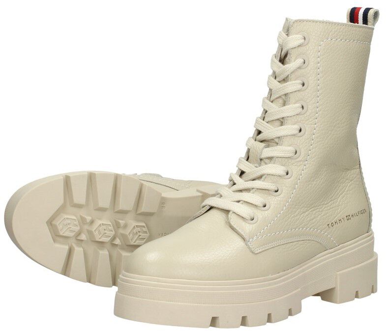 Tommy Hilfiger Monochromatic Lace Up Boot beige