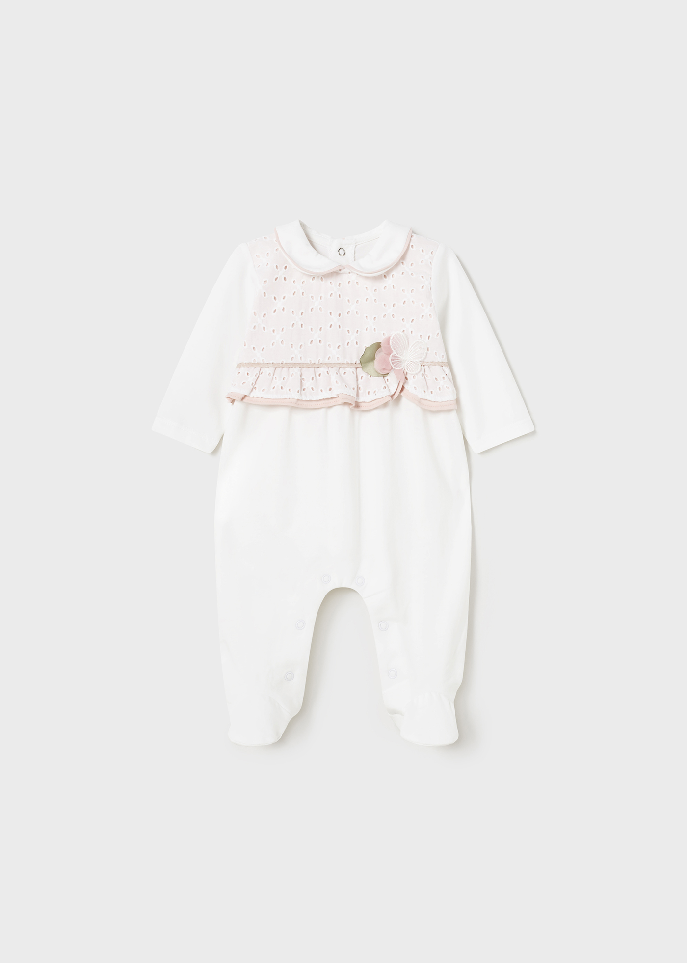 Macacão comprido Better Cotton para recém-nascidos, rosa.