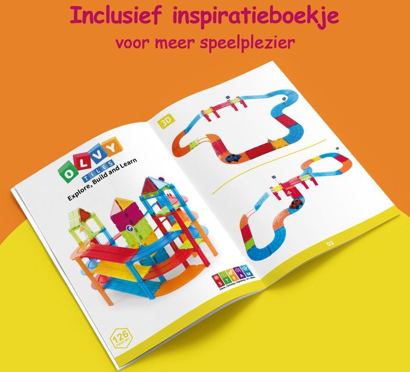 Olvy - Magnetic Tiles - Magnetisch Speelgoed - 126 Stuks - Educatief en Constructie