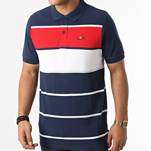 Polo Manches Courtes Horiz Bleu Marine Blanc Rouge