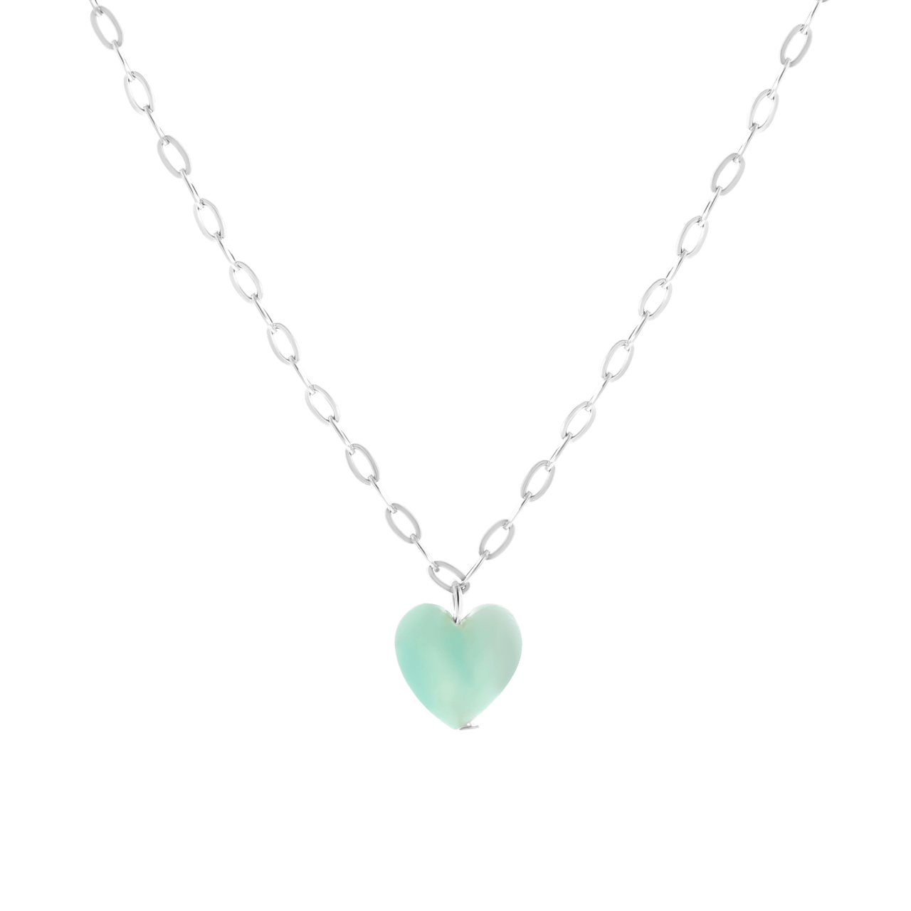Stalen ketting met hartje aventurijn