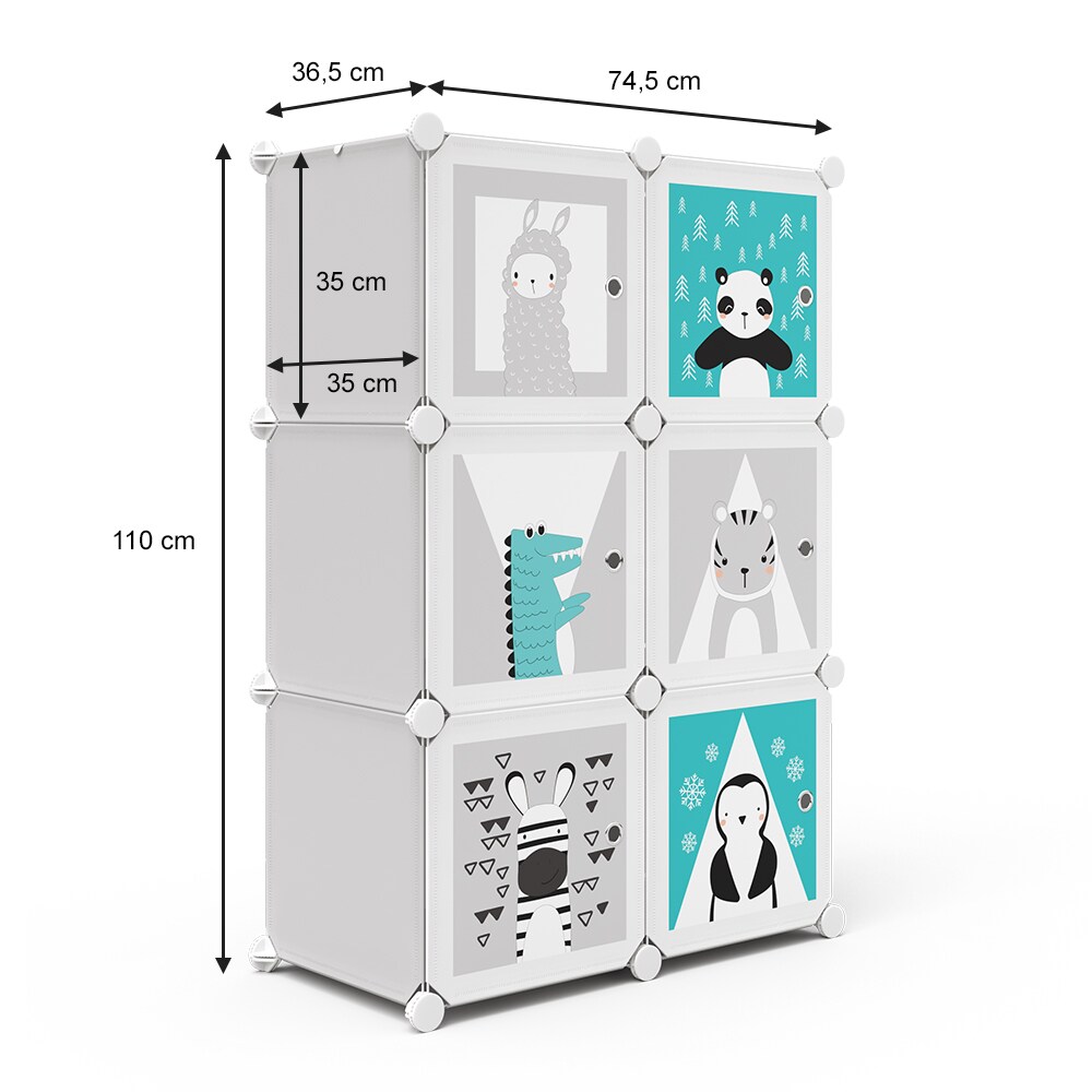 VICCO Kleiderschrank ANDY Kinder Regal DIY modular 6 Fächer Kleiderstange Steckregal