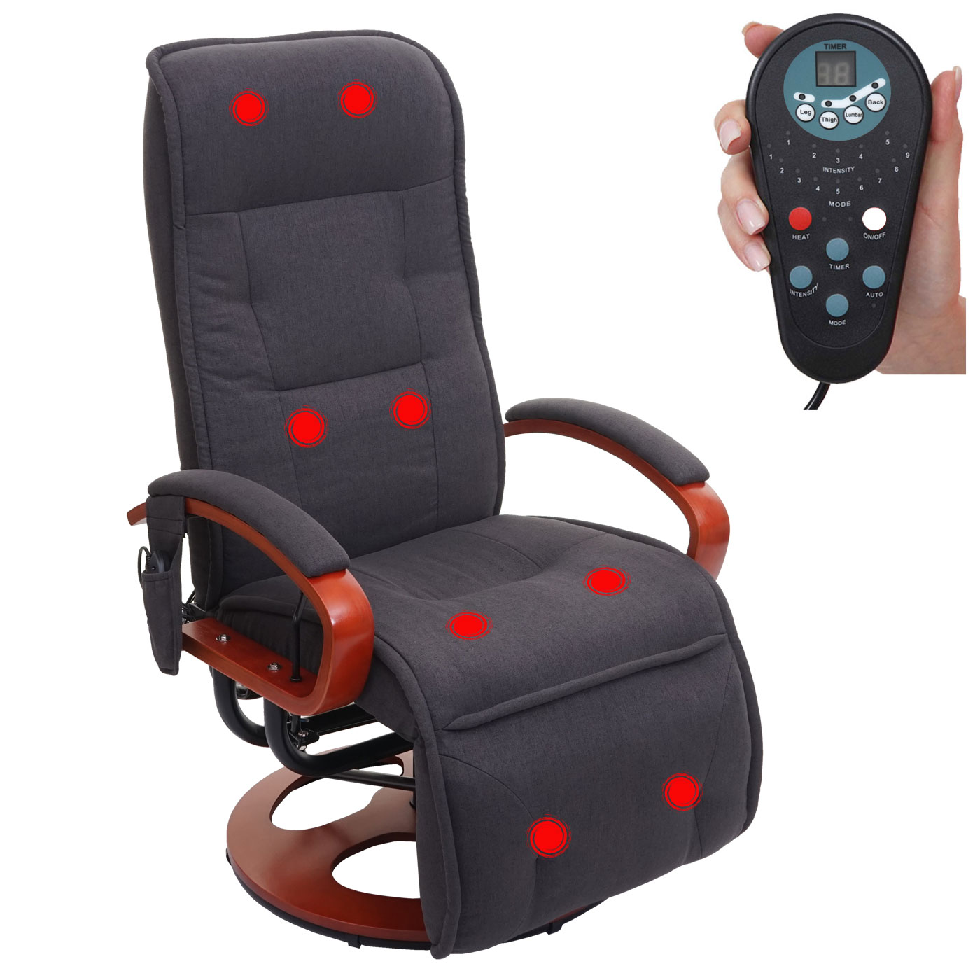 Relaxliege Terni II, Relaxsessel Massagesessel, MIT Massage Stoff/Textil ~ dunkelgrau