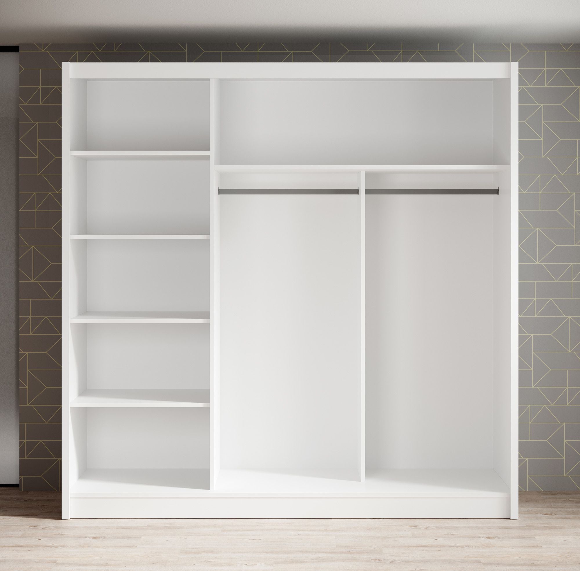 Alcamo 3 - Kledingkast met schuifdeuren - Wit - 205x63x205 cm