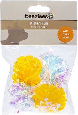 Beeztees kattenspeelgoed krinkelbal Evy D 5 cm 4 stuks
