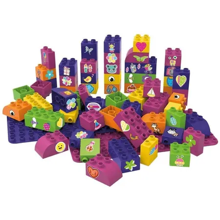 BiOBUDDi Lernbausteine Set Girls, 58 Klemmbausteine mit 2 Grundplatten