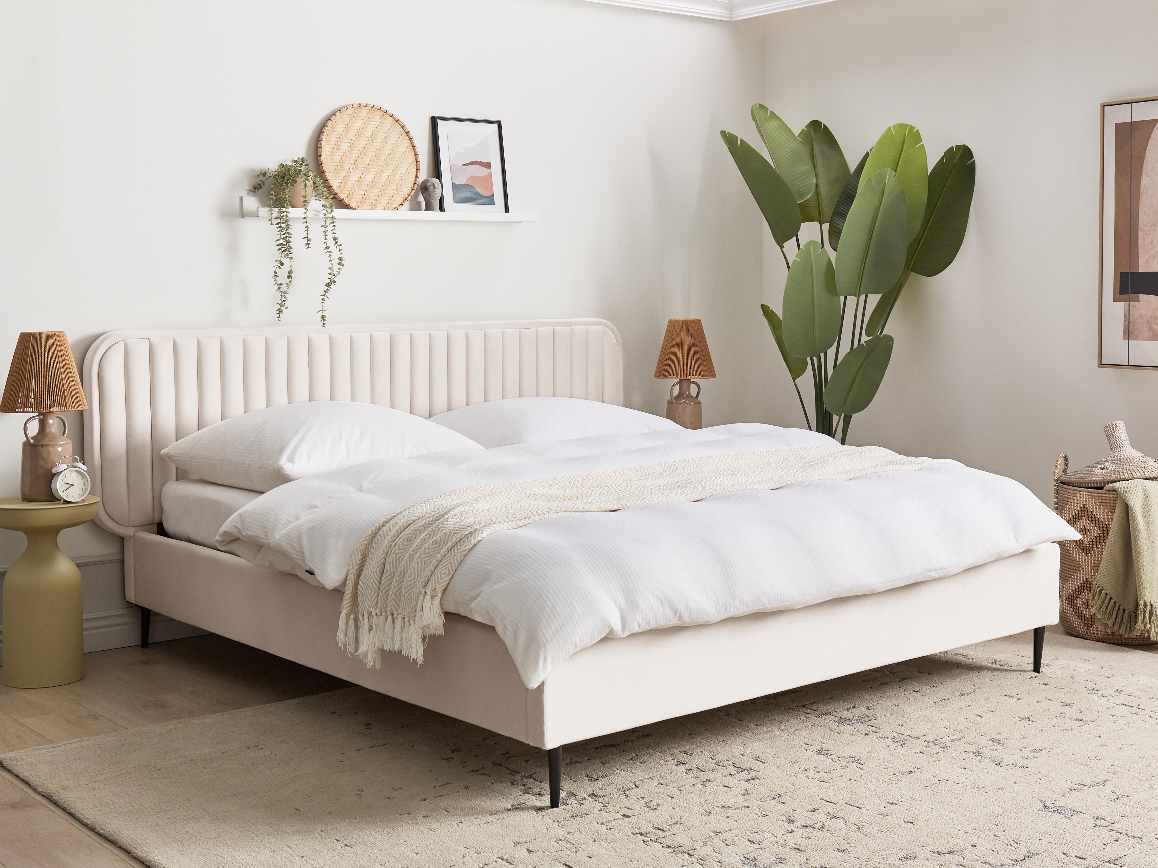 Bed Fluweel BRIN 180 x 200 cm Beige