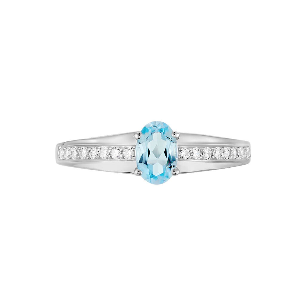 Bague Solitaire Tahyss Or Blanc Topaze Et Oxyde De Zirconium