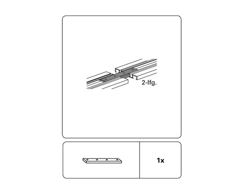Railverbinder voor aluminium gordijnrails met dubbele rails, wit