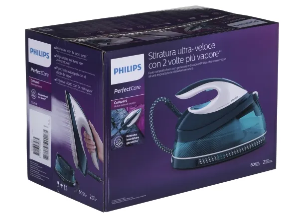 Philips PerfectCare Compact GC7844 - Dampstrygejern med automatisk afbrydelse - såleplade: SteamGlide - 2400 W