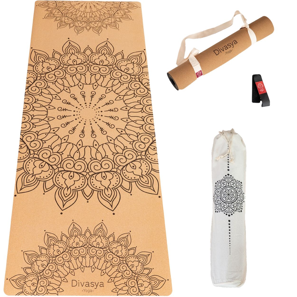 DIVASYA Kork Yogamatte mit Naturkautschuk