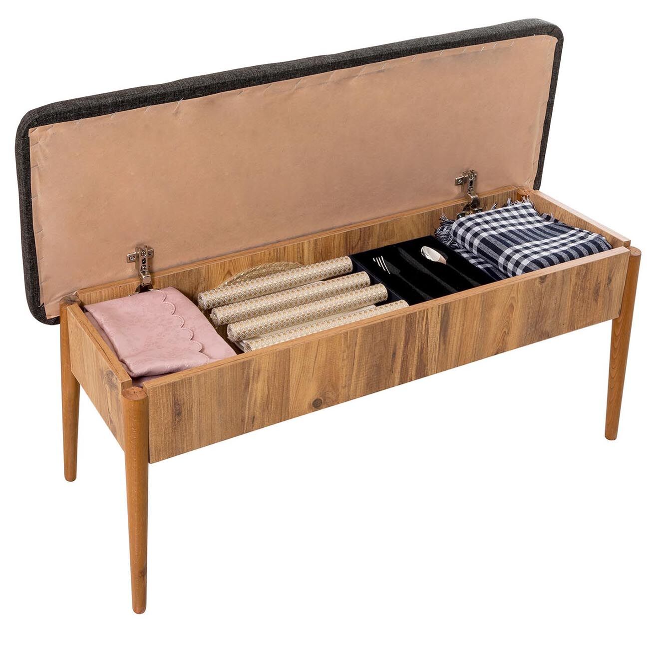 Wooden Art Ensemble Table + 2 Chaises + 1 Banc Vina 1053 beige/anthracite