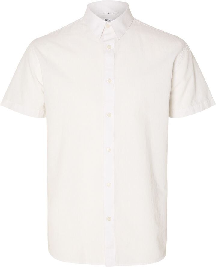 Selected Homme SLHREGNEW-LINEN SHIRT SS CLASSIC NO Hvid