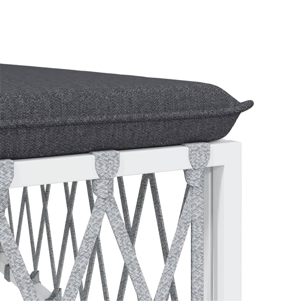 Salon de jardin meuble d'extérieur ensemble de mobilier 4 pièces avec coussins blanc acier