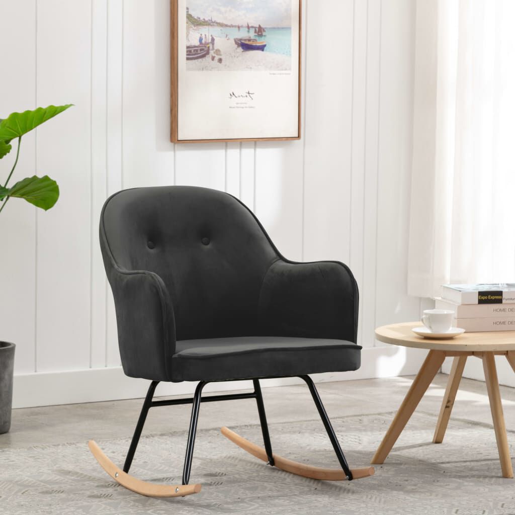 vidaXL Schommelstoel Donkergrijs Bekleed met Fluweel