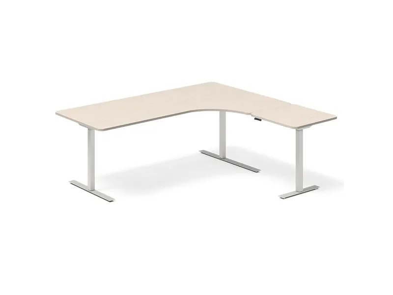 Hæve-sænkebord DNA 2000x1800 mm Højre Birk 3-ben/Alugrå