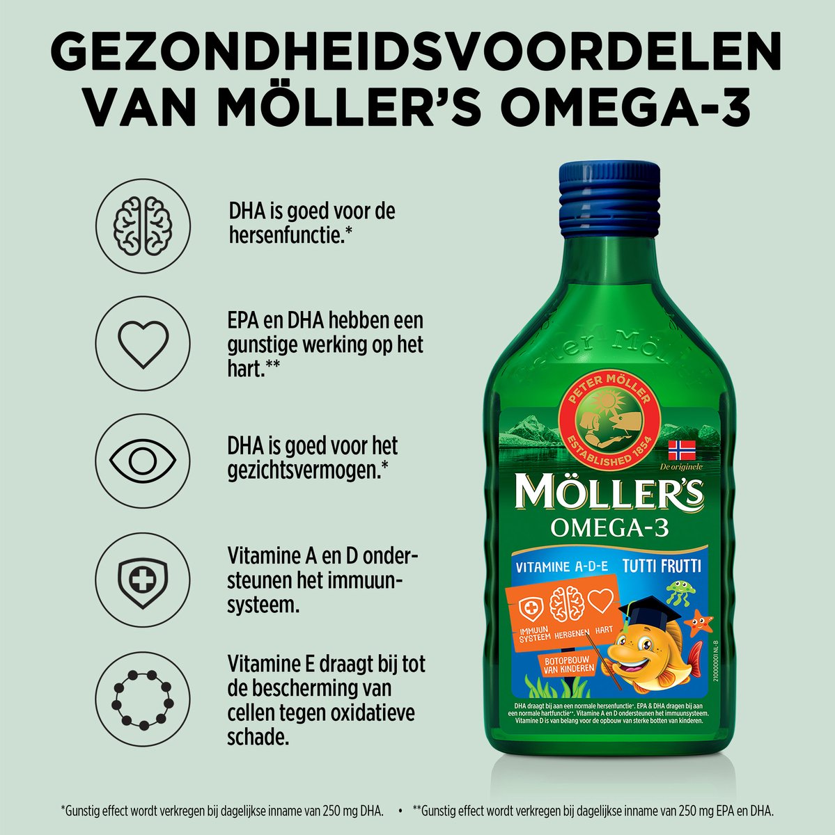 3x Mollers Omega-3 Levertraan Tutti Frutti (250 ml)