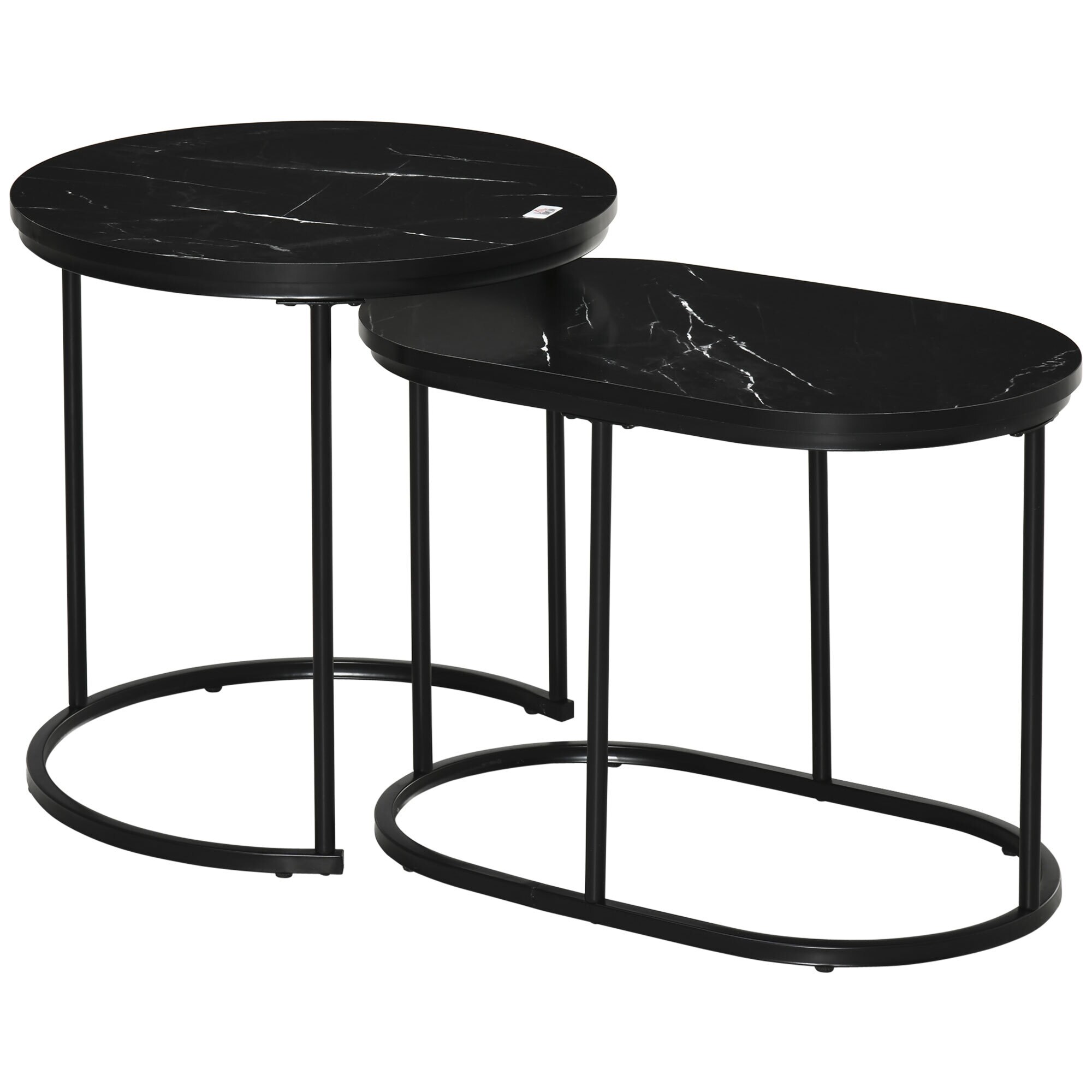 HOMCOM Couchtisch-Set ineinander Verstaubar schwarz 50L x 50B x 50,5H cm