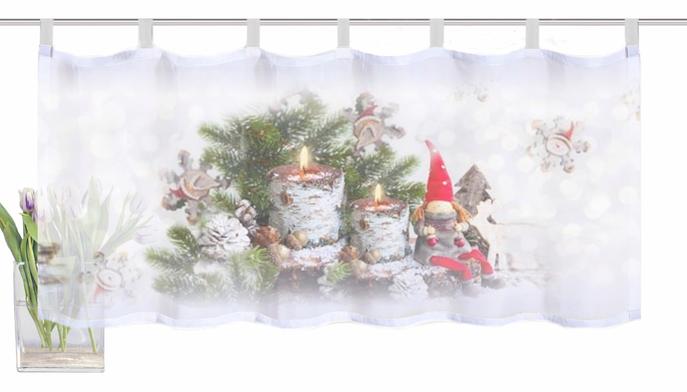 HOME WOHNIDEEN Scheibengardine »WEIHNACHTSWICHTEL« Schlaufen 1 Stk. tlg. HxB: 45x120