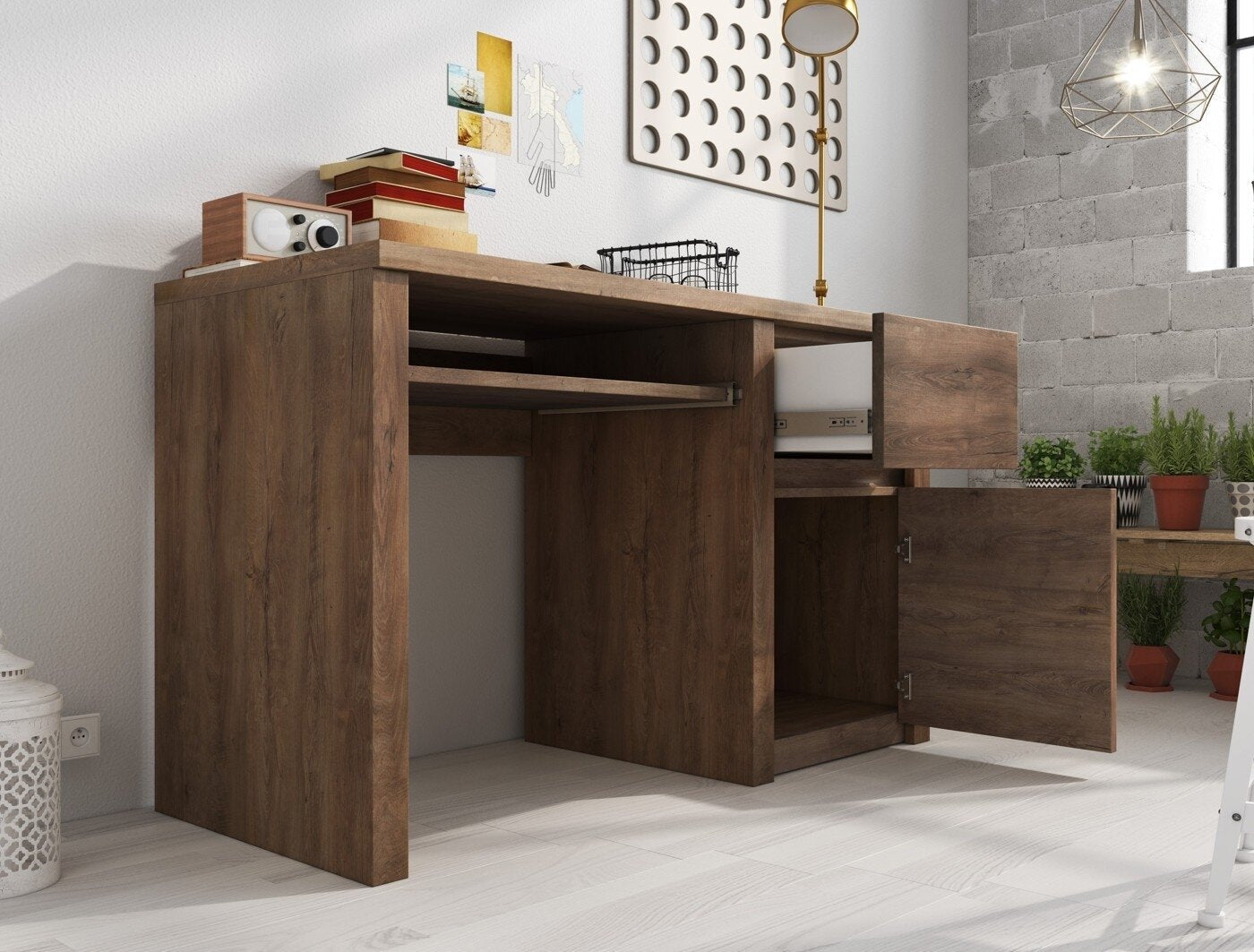 Meubella - Bureau Monaco - Eiken - 120 cm