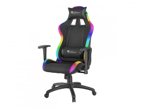 Genesis Trit 500 RGB - Stol - ergonomisk - lænestol - armstøtter - T-formet - vippe - drejeled - tekstil, PU syntetisk læder - sort