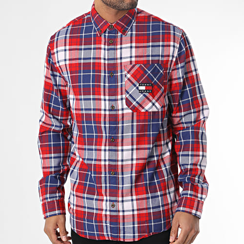 Chemise Manches Longues A Carreaux Relaxed Flannel 5404 Bleu Rouge