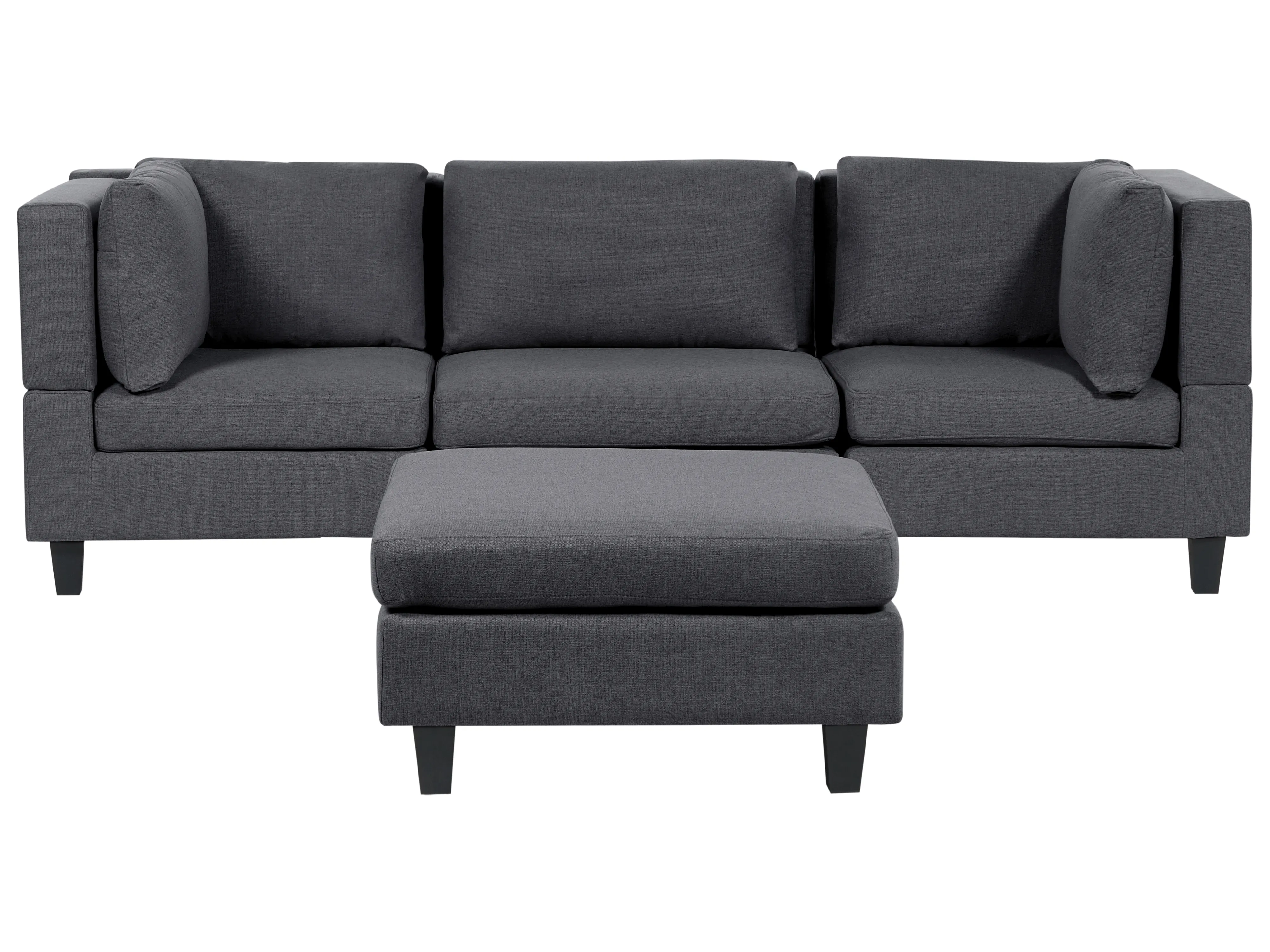 Modulaire bank 3-zits UNSTAD Stof Donkergrijs met ottomaan