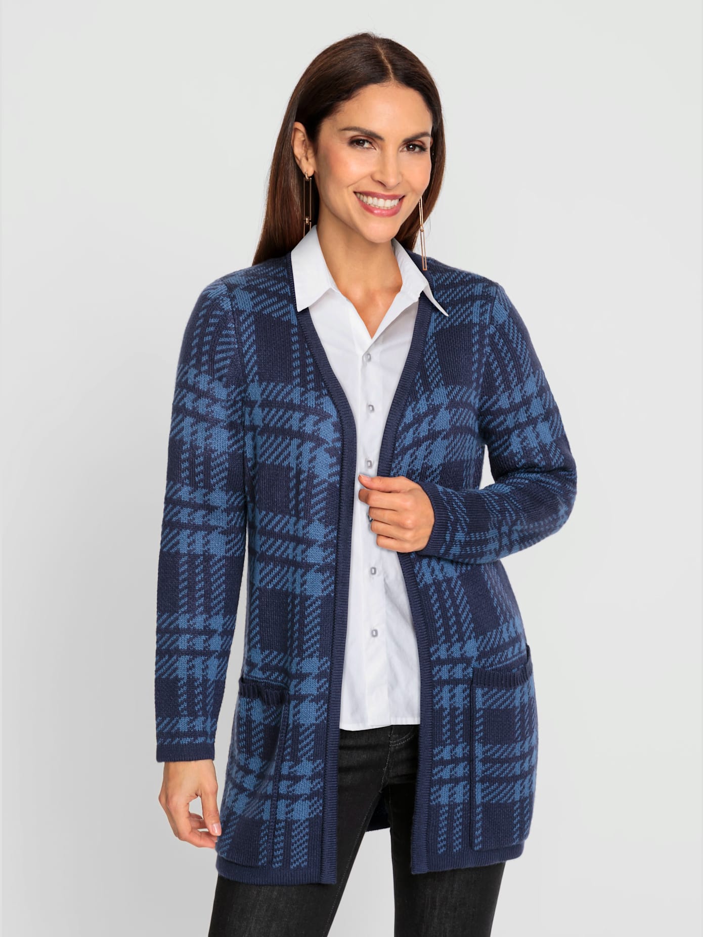 Manteau en tricot motif jacquard