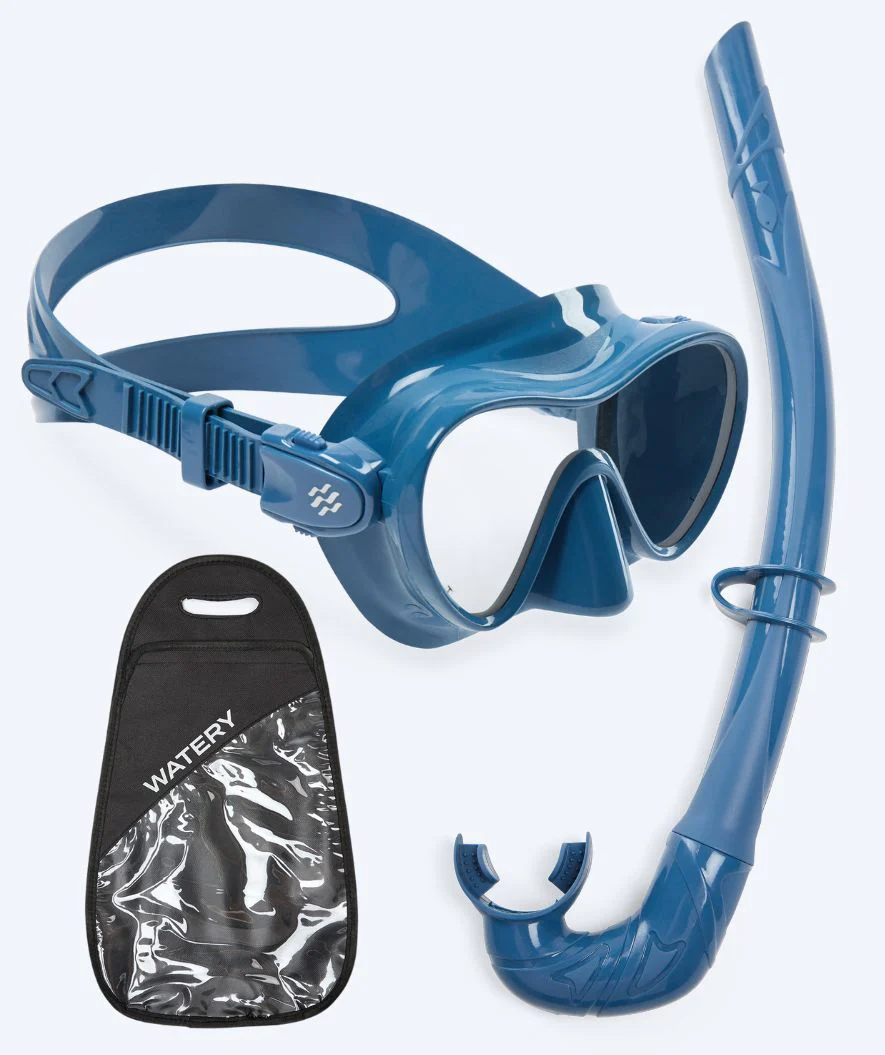 Watery Combo snorkelsæt til børn - Cliff - Mørkeblå