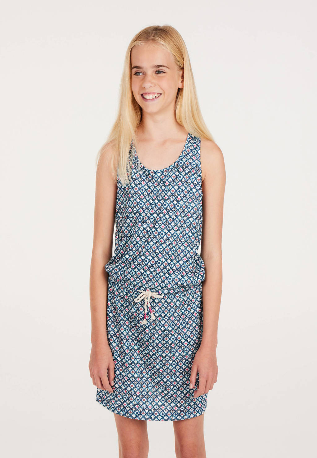 Protest jurk met all over print blauw/wit/rood