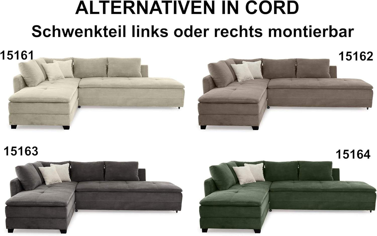 Federkern Ecksofa B306/T223/H95 cm Dauerschläfer, Doppelbett Schlaffunktion, Kaltschaum-Topper, Bettkasten, Regal, Schwenkteil LINKS, Mikrofaser-Bezug Anthrazit, Korpus Kunstleder Grau / 15105