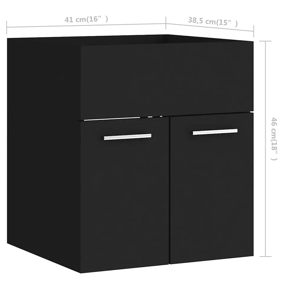 vidaXL - Badkamermeubelset - Zwart - Bewerkt hout