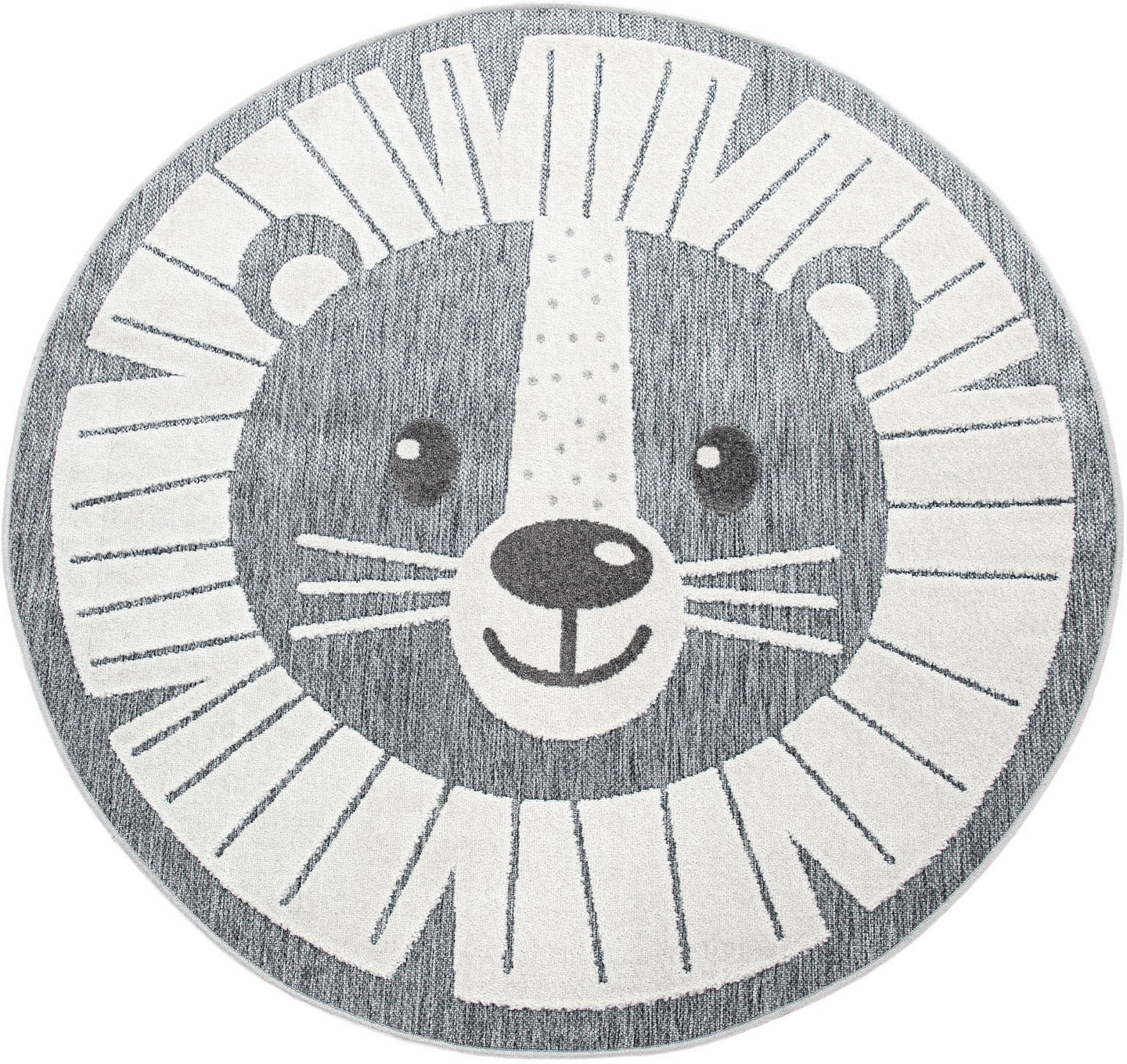 Paco Home Kinderteppich »Tweet 464« rund 12 mm Höhe Flachgewebe, Hoch-Tief-Effekt, Motiv Löwe, In- und Outdoor geeignet