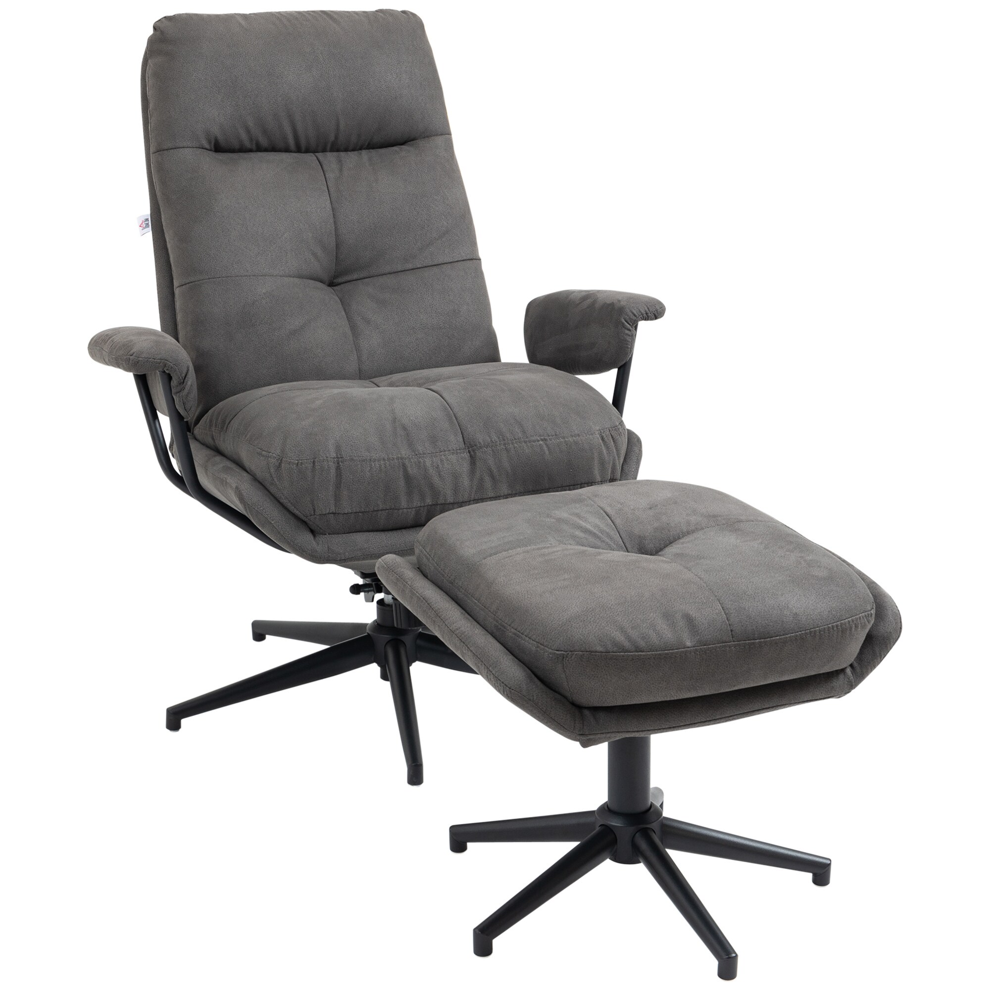 HOMCOM Relaxsessel mit Hocker grau 78L x 91B x 103,5H cm
