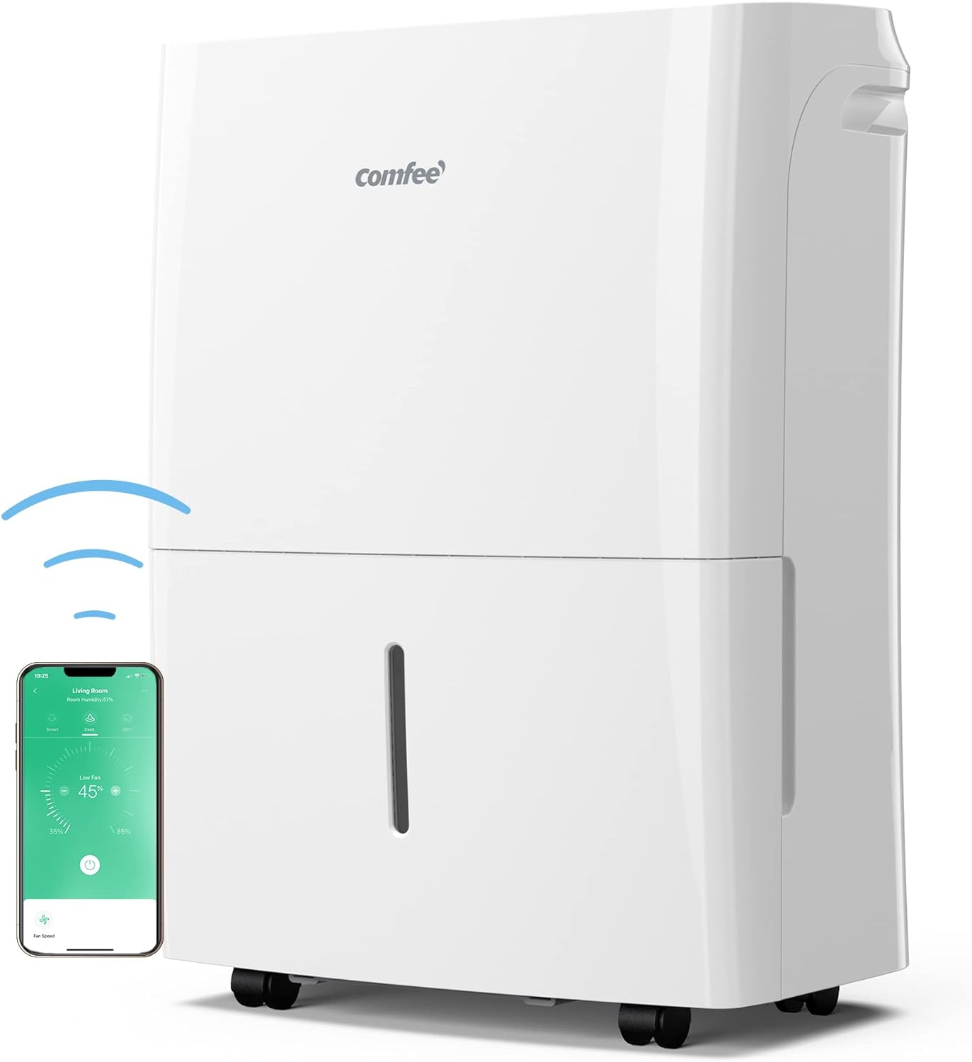 COMFEE Déshumidificateur Connecté 16L-jour, 4 Modes, Deshumidificateur d air electrique, Mode intelligent, Réservoir 3L, Pour pièce de 58-73㎡, MDDF-16DEN7 WF, Chambre, Garage, Fonctionne avec Alexa
