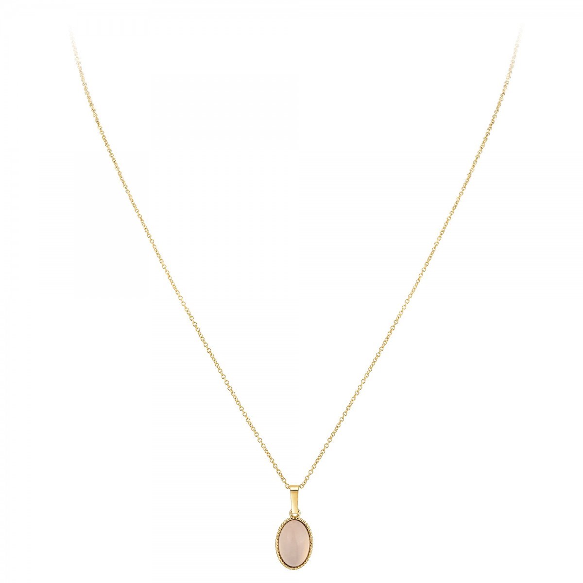 Collier SC Bohème orné d'un quartz rose en Métal rhodié Finement doré