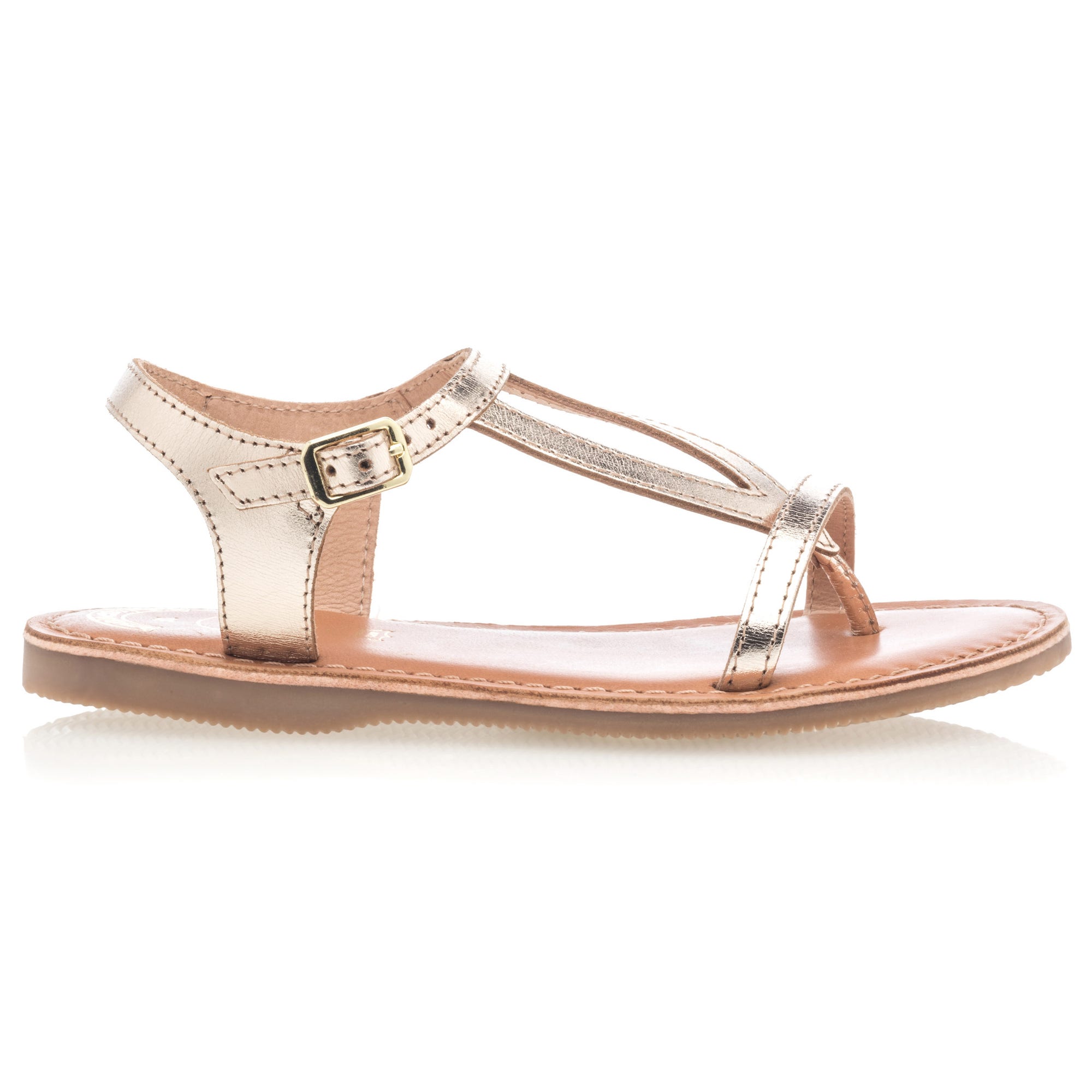 Nu-pieds Fille en cuir or