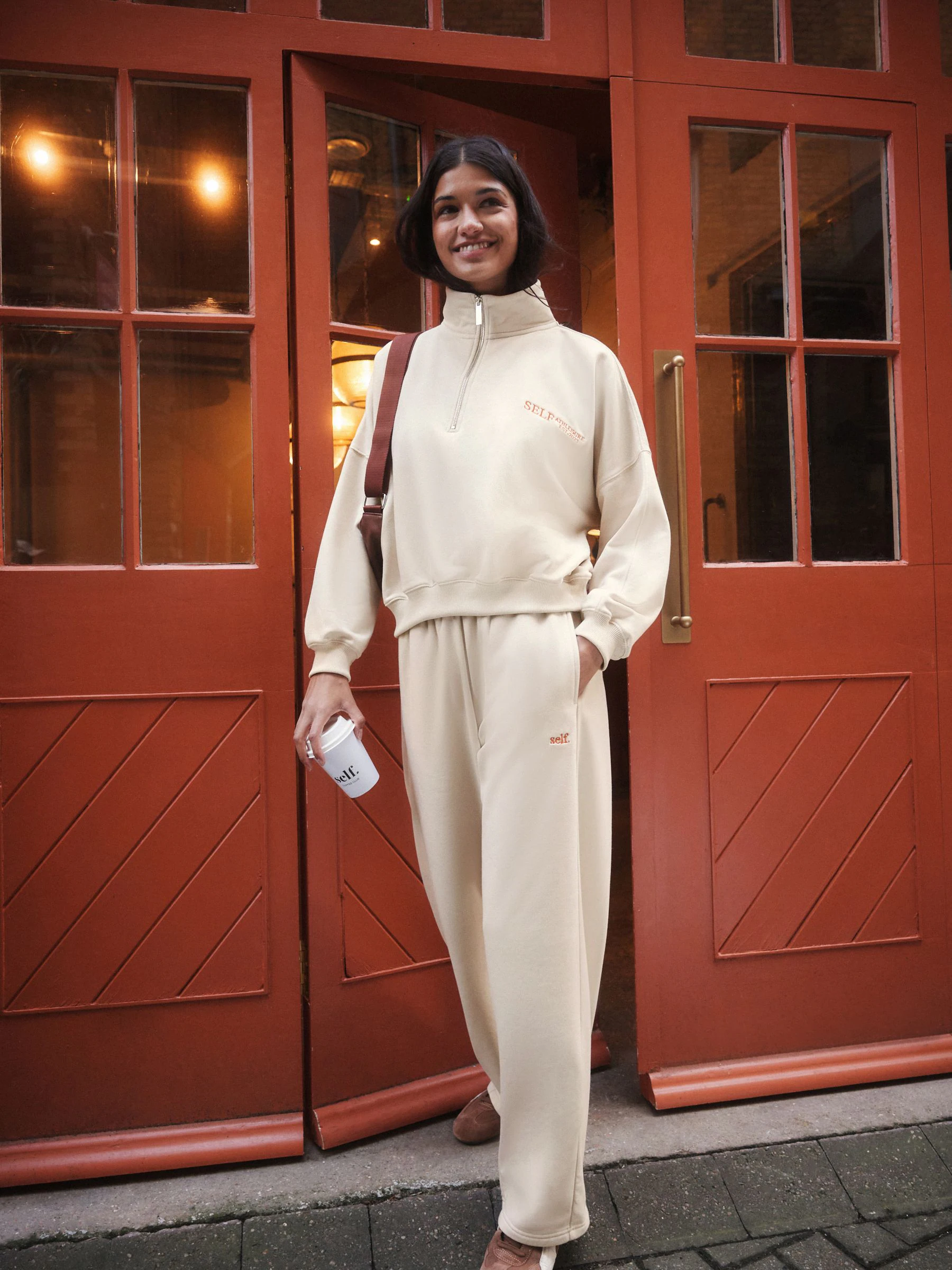 Pastelgeel - Sweatshirt met korte rits