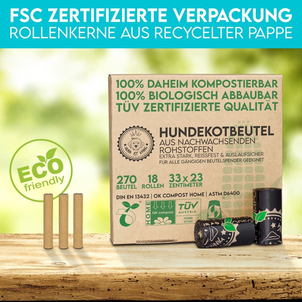 HUND IST KÖNIG® Hundekotbeutel biologisch abbaubar 100% kompostierbare Kotbeutel für Hunde